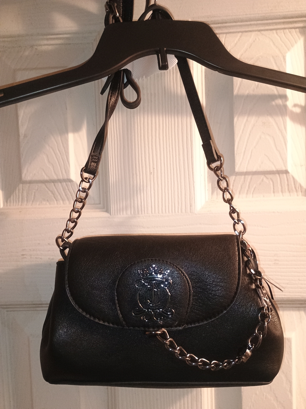 Juicy Couture Black Chain-Accent Crossbody Shoulder Bag